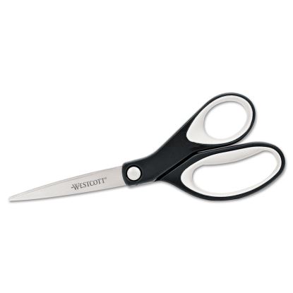 KleenEarth Soft Handle Scissors, 8" Long, 3.25" Cut Length, Black/Gray Straight Handle1