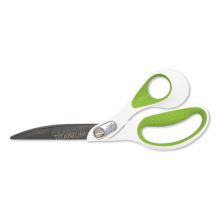 CarboTitanium Bonded Scissors, 9" Long, 4.5" Cut Length, White/Green Bent Handle1