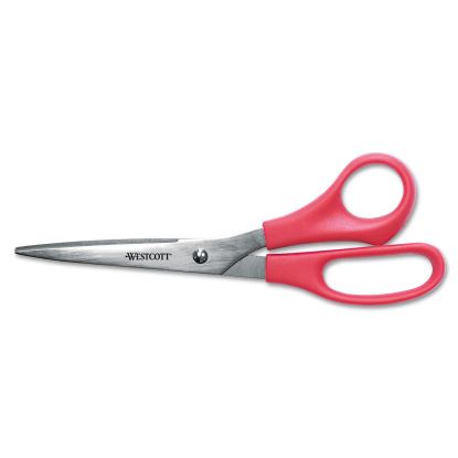 Value Line Stainless Steel Shears, 8" Long, 3.5" Cut Length, Red Straight Handle1