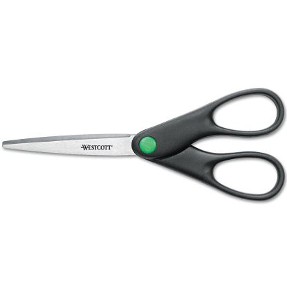 KleenEarth Scissors, Pointed Tip, 7" Long, 2.75" Cut Length, Black Straight Handle1