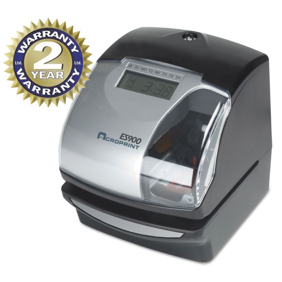 ES900 Atomic Electronic Payroll Recorder, Time Stamp and Numbering Machine, Digital Display, Black1