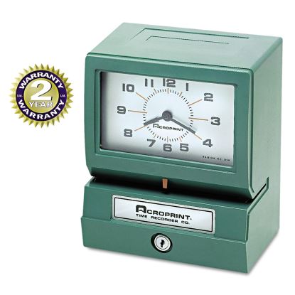 Model 150 Heavy-Duty Time Recorder, Automatic Operation, Month/Date/1-12 Hours/Minutes, Green1