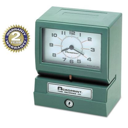 Model 150 Heavy-Duty Time Recorder, Automatic Operation, Month/Date/0-23 Hours/Minutes Imprint, Green1