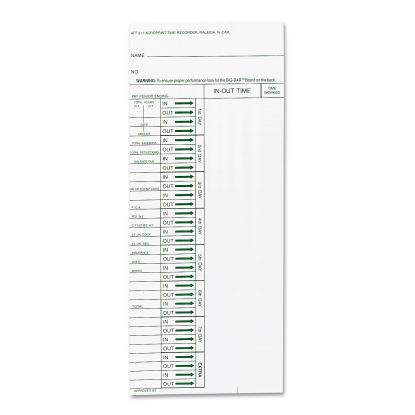 Time Clock Cards for Acroprint ATT310, One Side, 4 x 10, 200/Pack1