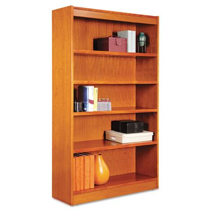 Square Corner Wood Bookcase, Five-Shelf, 35.63w x 11.81d x 60h, Medium Cherry1