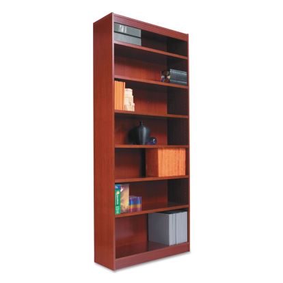 Square Corner Wood Bookcase, Six-Shelf, 35.63w x 11.81d x 71.73h, Medium Cherry1