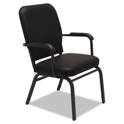 Oversize Stack Chair with Fixed Padded Arms, Supports Up to 500 lb, Black Vinyl Seat/Back, Black Base, 2/Carton1