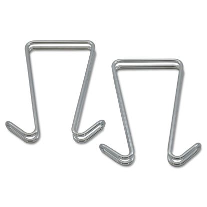 Double Sided Partition Garment Hook, Steel, 0.5 x 3.38 x 4.75, Over-the-Door/Over-the-Panel Mount, Silver, 2/Pack1