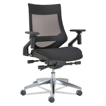 Alera EB-W Series Pivot Arm Multifunction Mesh Chair, Supports 275 lb, 18.62" to 22.32" Seat, Black Seat/Back, Aluminum Base1