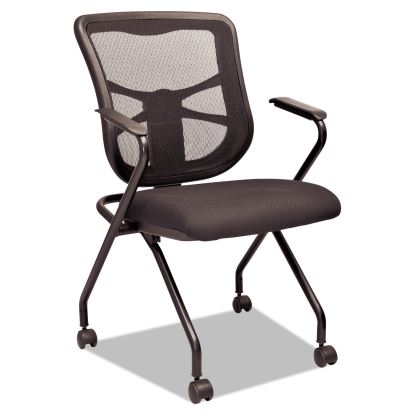 Alera Elusion Mesh Nesting Chairs, Padded Arms, Supports Up to 275 lb, Black, 2/Carton1