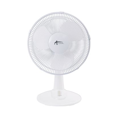 12" 3-Speed Oscillating Desk Fan, Plastic, White1