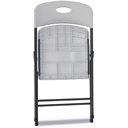 Molded Resin Folding Chair, Supports Up to 225 lb, White Seat/Back, Dark Gray Base, 4/Carton1