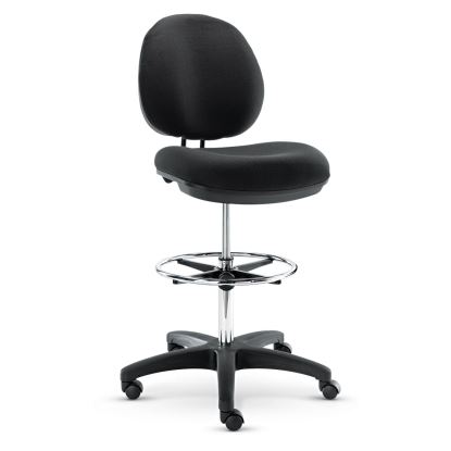 Alera Interval Series Swivel Task Stool, Supports Up to 275 lb, 23.93" to 34.53" Seat Height, Black Faux Leather1
