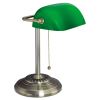 Traditional Banker's Lamp, Green Glass Shade, 10.5"w x 11"d x 13"h, Antique Brass2
