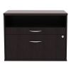 Alera Open Office Desk Series Low File Cabinet Credenza, 2-Drawer: Pencil/File,Legal/Letter,1 Shelf,Espresso,29.5x19.13x22.882