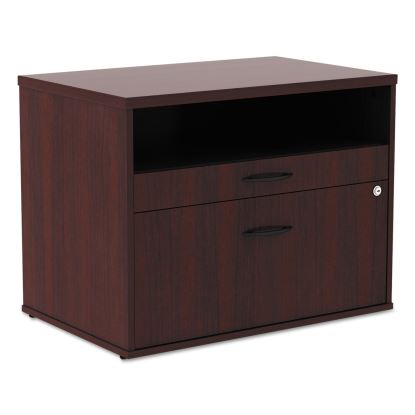 Alera Open Office Desk Series Low File Cabinet Credenza, 2-Drawer: Pencil/File,Legal/Letter,1 Shelf,Mahogany,29.5x19.13x22.881