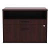 Alera Open Office Desk Series Low File Cabinet Credenza, 2-Drawer: Pencil/File,Legal/Letter,1 Shelf,Mahogany,29.5x19.13x22.882