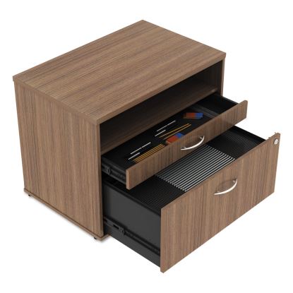 Alera Open Office Desk Series Low File Cabinet Credenza, 2-Drawer: Pencil/File, Legal/Letter, 1 Shelf,Walnut,29.5x19.13x22.881