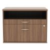 Alera Open Office Desk Series Low File Cabinet Credenza, 2-Drawer: Pencil/File, Legal/Letter, 1 Shelf,Walnut,29.5x19.13x22.882