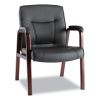 Alera Madaris Series Bonded Leather Guest Chair, Wood Trim Legs, 25.39" x 25.98" x 35.62", Black Seat/Back, Mahogany Base1