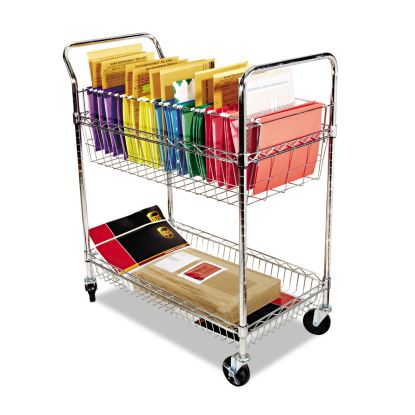 Carry-all Cart/Mail Cart, Two-Shelf, 34.88w x 18d x 39.5h, Silver1