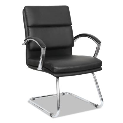 Alera Neratoli Slim Profile Guest Chair, Faux Leather, 23.81" x 27.16" x 36.61", Black Seat/Back, Chrome Base1