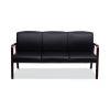 Alera Reception Lounge WL 3-Seat Sofa, 65.75w x 26d.13 x 33h, Black/Mahogany2