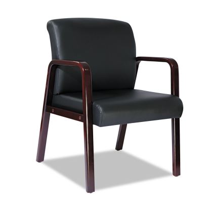 Alera Reception Lounge WL Series Guest Chair, 24.21" x 24.8" x 32.67", Black Seat/Back, Mahogany Base1