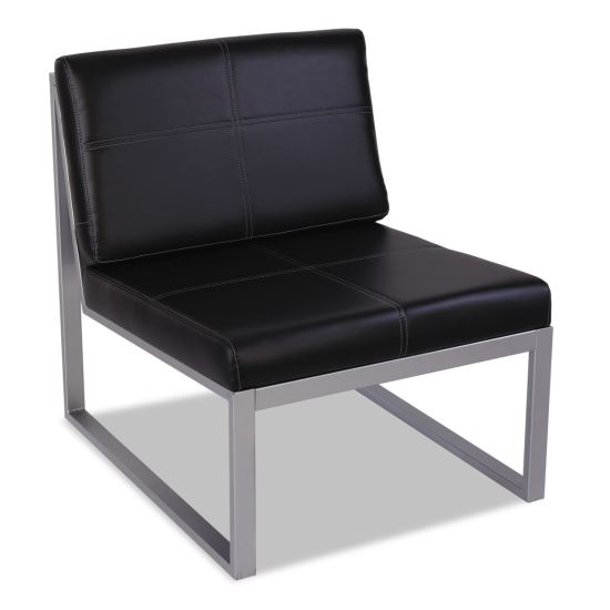 Alera Ispara Series Armless Chair, 26.57" x 30.71" x 31.1", Black Seat/Back, Silver Base1