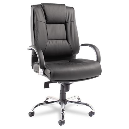 Alera Ravino Big/Tall High-Back Bonded Leather Chair, Headrest, Supports 450 lb, 20.07" to 23.74" Seat, Black, Chrome Base1