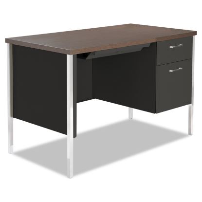 Single Pedestal Steel Desk, 45.25" x 24" x 29.5", Mocha/Black1
