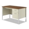Single Pedestal Steel Desk, 45.25" x 24" x 29.5", Cherry/Putty2