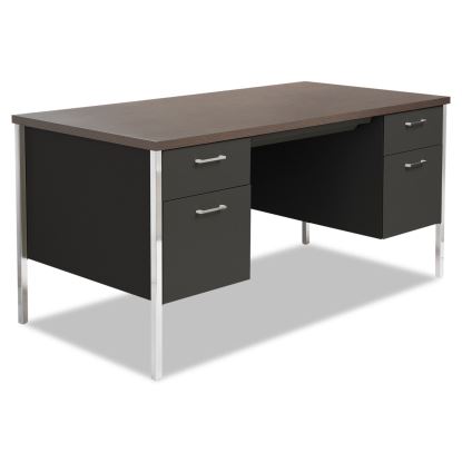 Double Pedestal Steel Desk, 60" x 30" x 29.5", Mocha/Black1