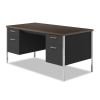 Double Pedestal Steel Desk, 60" x 30" x 29.5", Mocha/Black2