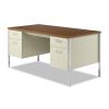 Double Pedestal Steel Desk, 60" x 30" x 29.5", Cherry/Putty2