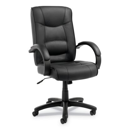 Alera Strada Series High-Back Swivel/Tilt Top-Grain Leather Chair, Supports Up to 275 lb, 17.91" to 21.85" Seat Height, Black1