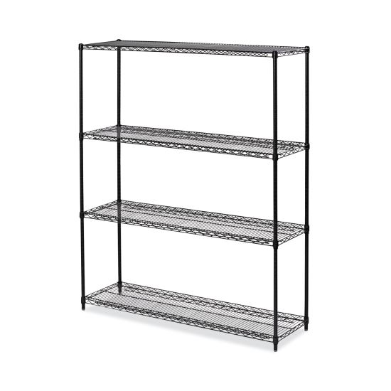 All-Purpose Wire Shelving Starter Kit, 4-Shelf, 60 x 18 x 72, Black Anthracite Plus1