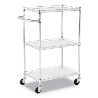 3-Shelf Wire Cart with Liners, 24w x 16d x 39h, Silver, 500-lb Capacity1