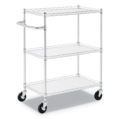 3-Shelf Wire Cart with Liners, 34.5w x 18d x 40h, Silver, 600-lb Capacity1
