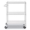3-Shelf Wire Cart with Liners, 34.5w x 18d x 40h, Silver, 600-lb Capacity2