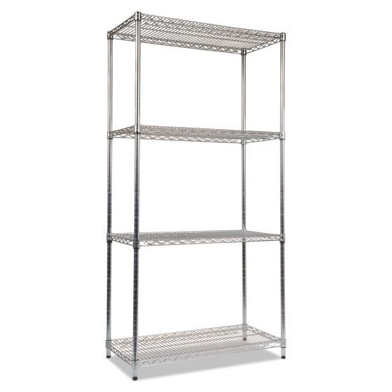 NSF Certified Industrial 4-Shelf Wire Shelving Kit, 36w x 18d x 72h, Silver1