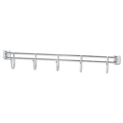 Hook Bars For Wire Shelving, Five Hooks, 24" Deep, Silver, 2 Bars/Pack1
