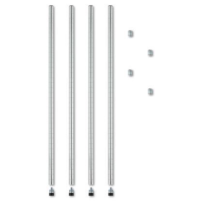 Stackable Posts For Wire Shelving, 36" High, Silver, 4/Pack1
