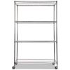 NSF Certified 4-Shelf Wire Shelving Kit with Casters, 48w x 18d x 72h, Silver2