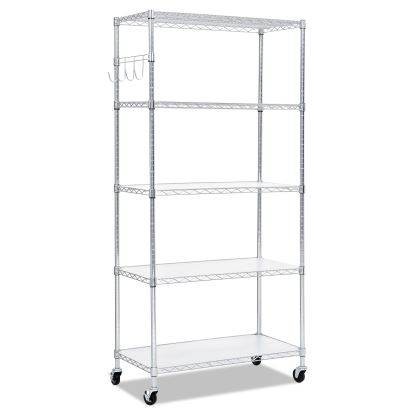 5-Shelf Wire Shelving Kit with Casters and Shelf Liners, 36w x 18d x 72h, Silver1