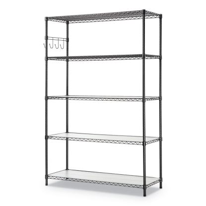 5-Shelf Wire Shelving Kit with Casters and Shelf Liners, 48w x 18d x 72h, Black Anthracite1