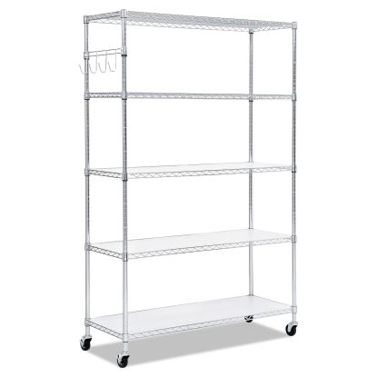 5-Shelf Wire Shelving Kit with Casters and Shelf Liners, 48w x 18d x 72h, Silver1