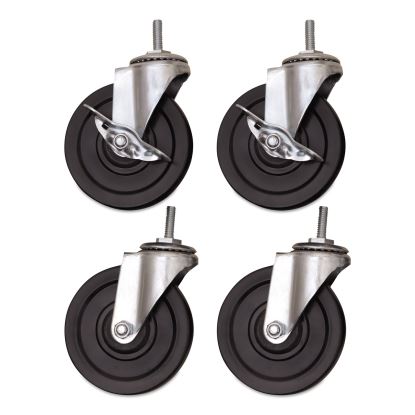 Optional Casters for Wire Shelving, 200 lbs/Caster, Gray/Black, 4/Set1