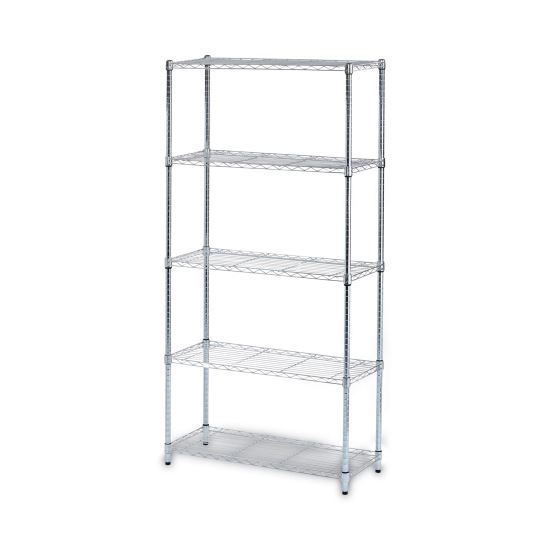 Residential Wire Shelving, Five-Shelf, 36w x 14d x 72h, Silver1