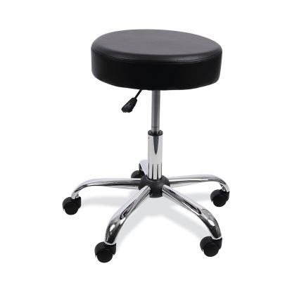Height Adjustable Lab Stool, Backless, Supports Up to 275 lb, 19.69" to 24.80" Seat Height, Black Seat, Chrome Base1